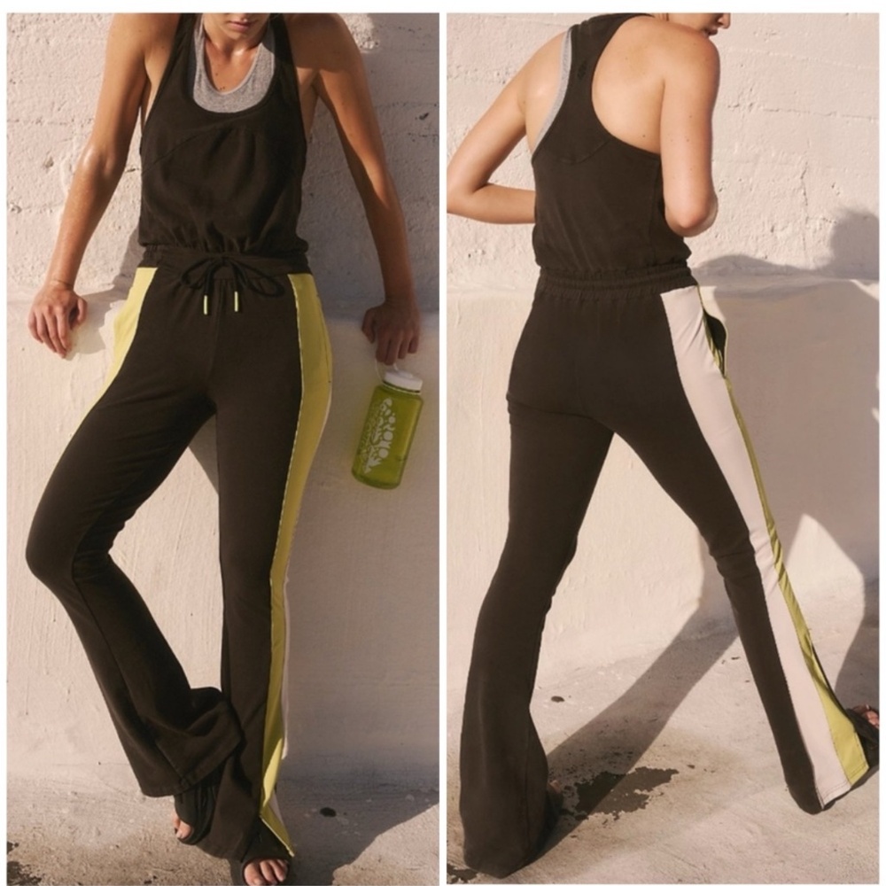 NWT Free People Movement new flow flare onesie - Black Combo - L